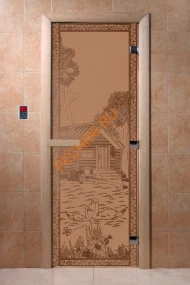 Дверь стеклянная DoorWood «Банька в лесу бронза матовая», 1900х800 мм