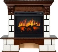 Электрокамин Royal Flame Pierre Luxe темный дуб/белый с очагом Vision 23 EF LED 3D FX