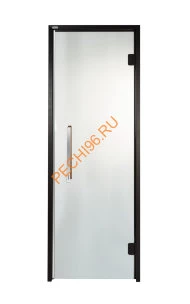 Дверь стеклянная Grandis GS 9х19-M1-S-Bl коробка алюминий Diamond Black, ручка Термоабаш