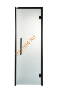 Дверь стеклянная Grandis GS 8х21-M-S-Bl коробка алюминий Diamond Black, ручка Термоабаш