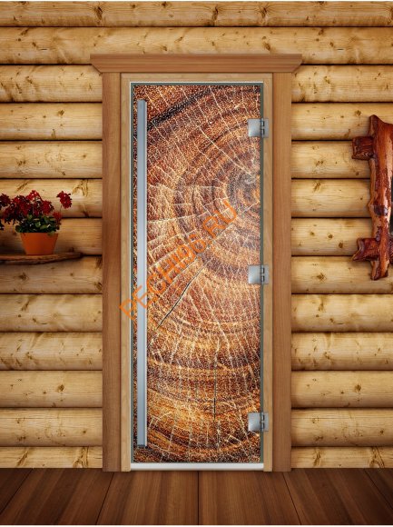 Дверь стеклянная DoorWood «Престиж», 700х1900мм, с фотопечатью «Текстура дерева»