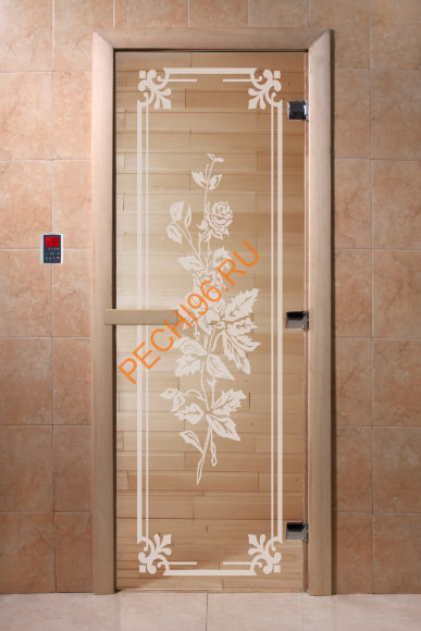 Дверь стеклянная DoorWood «Розы прозрачная», 1700х700 мм
