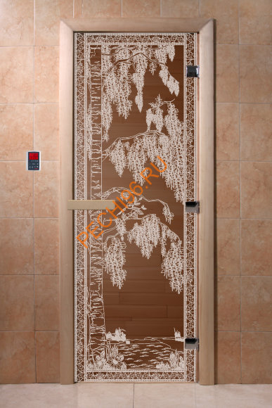 Дверь стеклянная DoorWood «Березка бронза», 1700х700 мм