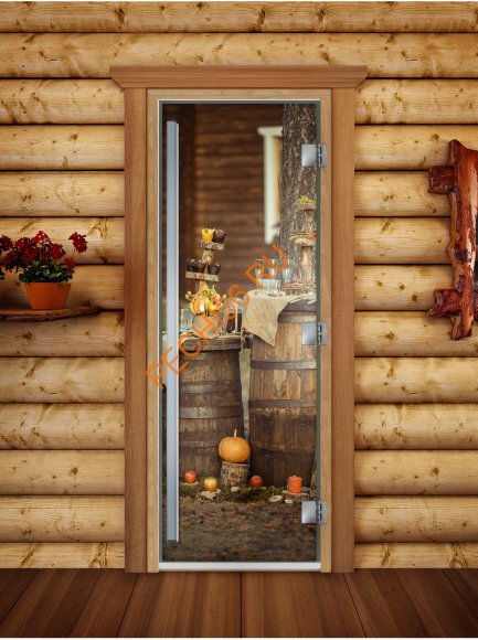 Дверь стеклянная DoorWood «Престиж», 700х1900мм, с фотопечатью «Фуршет»
