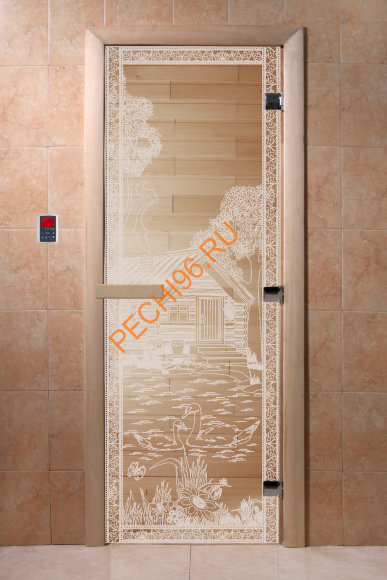 Дверь стеклянная DoorWood «Банька в лесу прозрачная», 1700х700 мм
