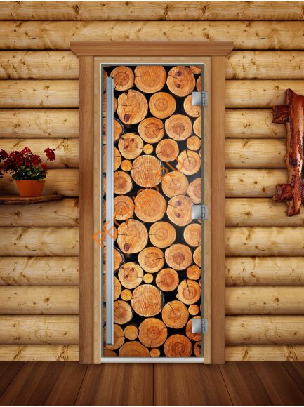 Дверь стеклянная DoorWood «Престиж», 700х1900мм, с фотопечатью «Пихта»